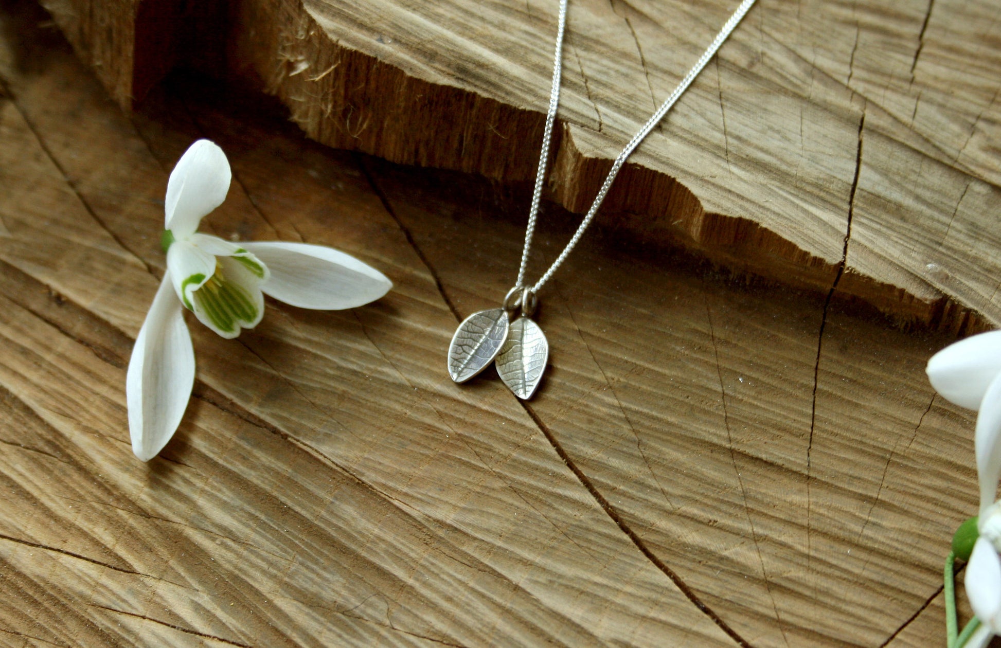 Silver Twin Leaf Necklace - Curious Magpie Jewellery - 4