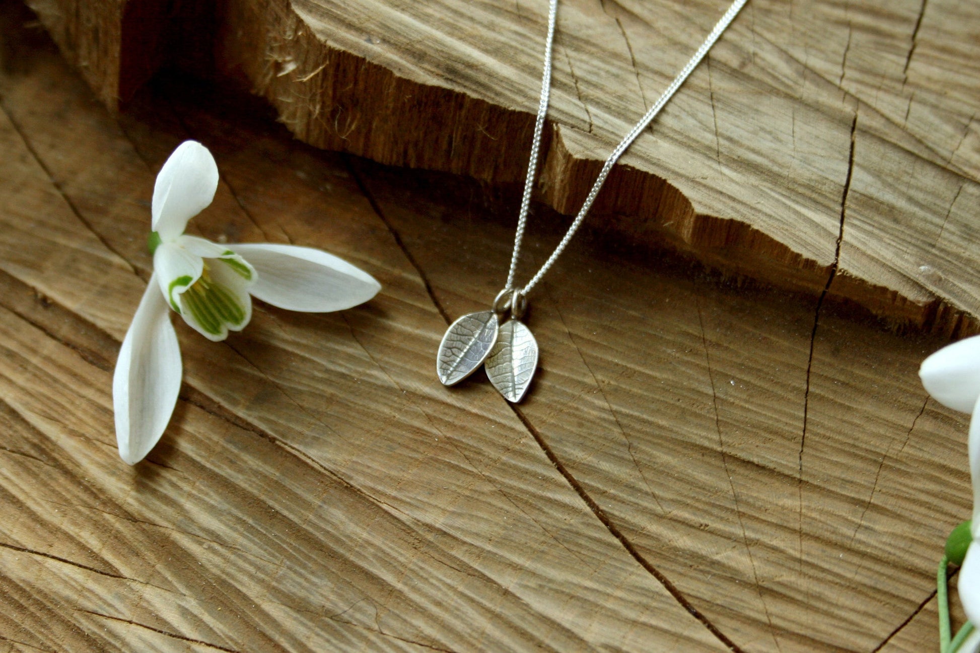 Silver Twin Leaf Necklace - Curious Magpie Jewellery - 4