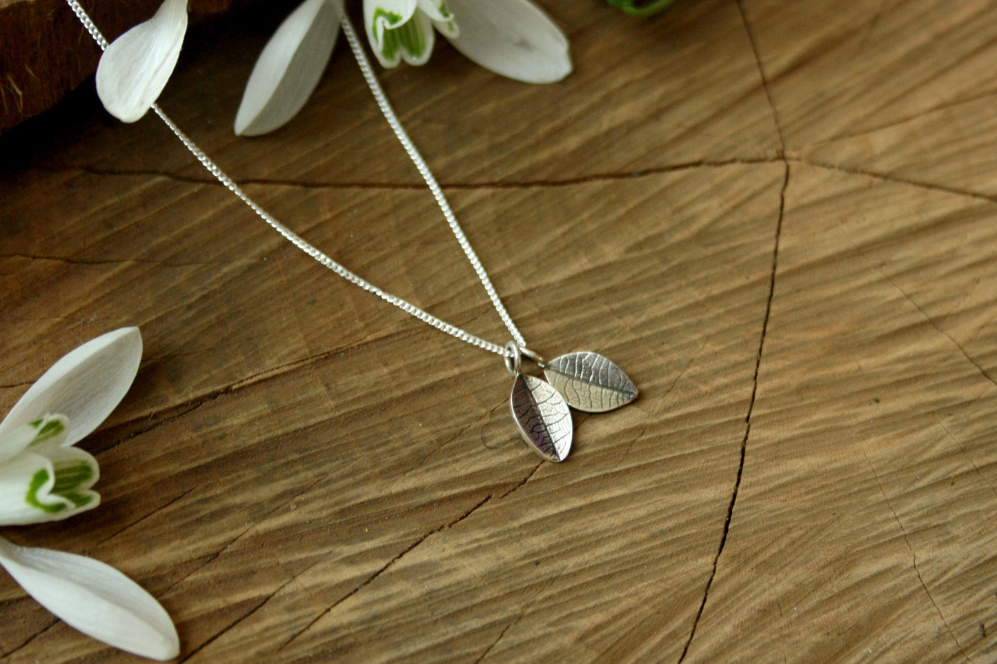 Silver Twin Leaf Necklace - Curious Magpie Jewellery - 3