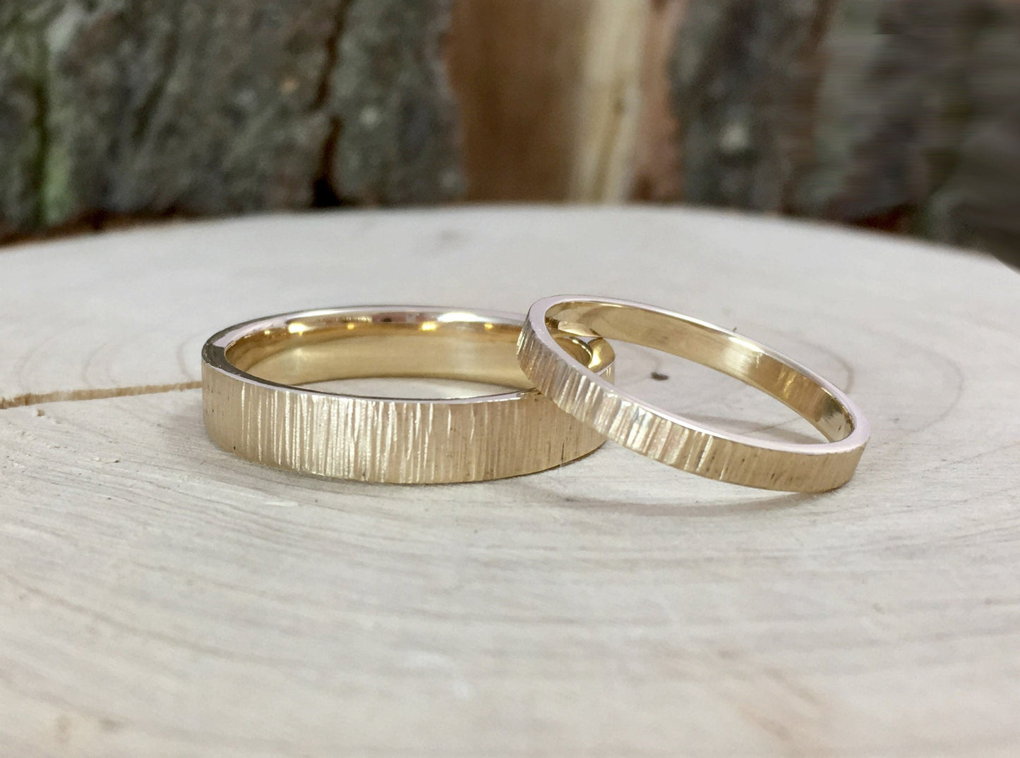 9ct Yellow Gold Tree Bark Wedding Ring by Curious Magpie Jewellery