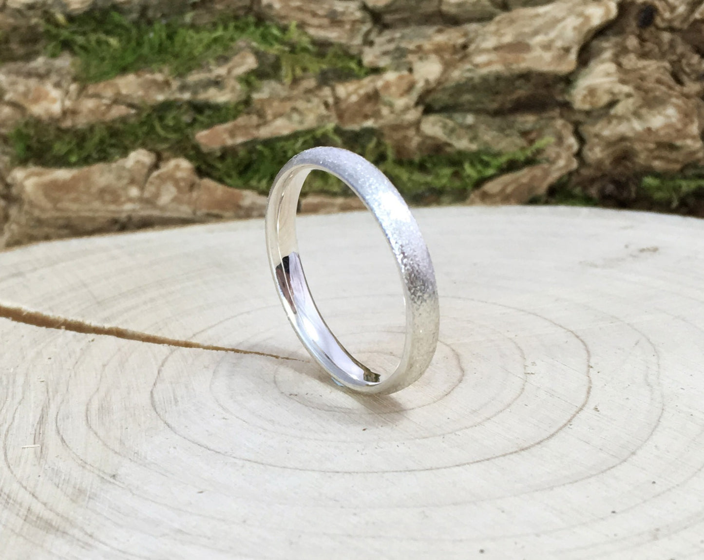 Silver Frosted Halo Wedding Rings