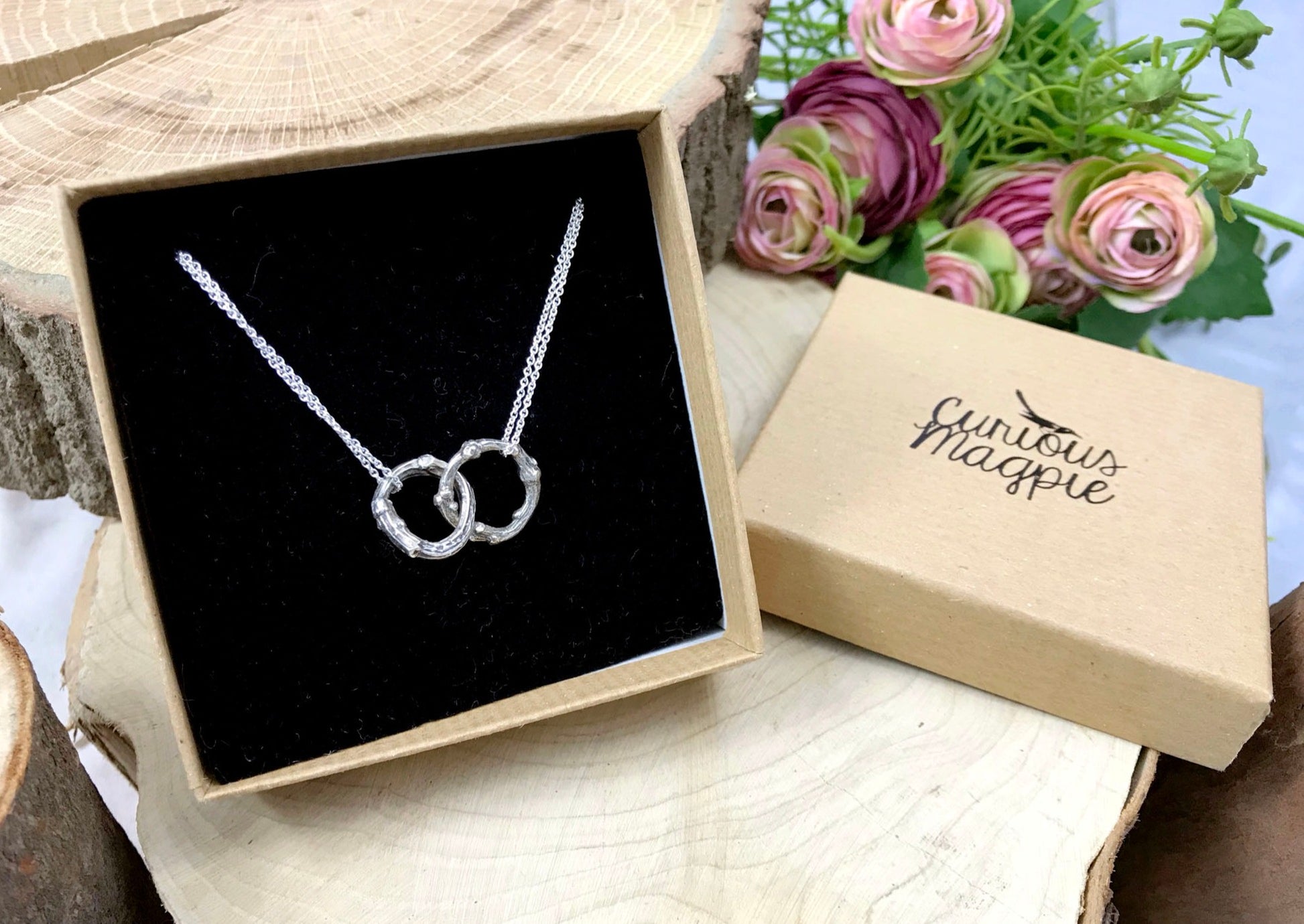 Silver Infinity Twig Necklace by Curious Magpie Jewellery