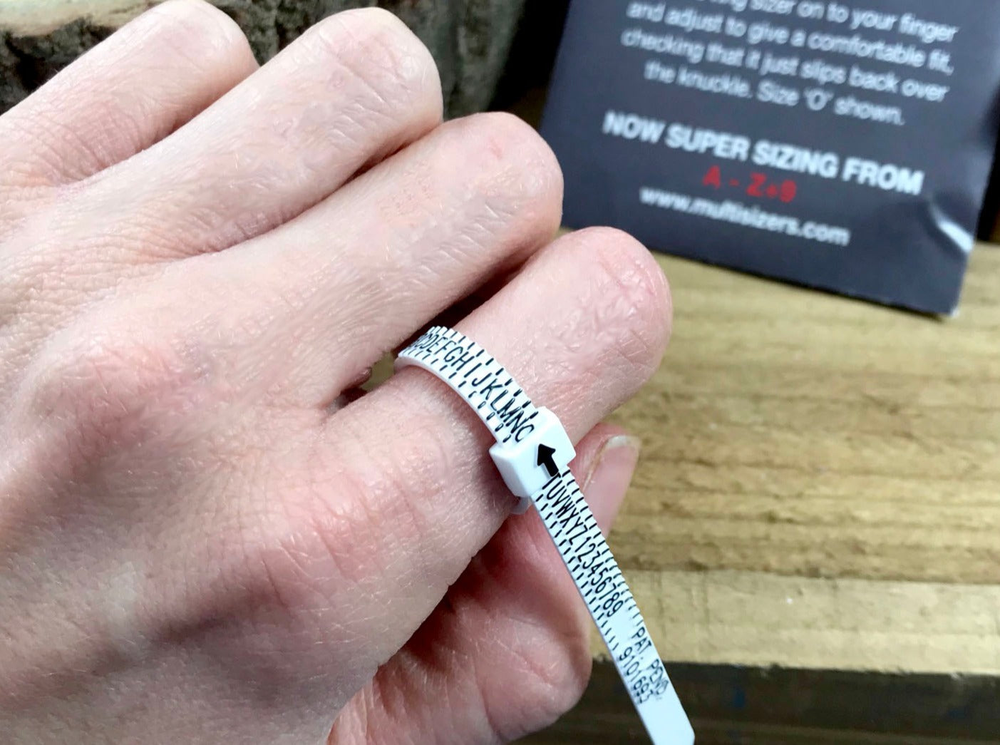 Adjustable ring sizer in UK Alphabetical measurements